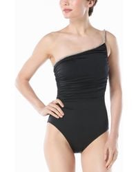 Carmen Marc Valvo - Rhinestone One-shoulder One-piece Swimsuit - Lyst