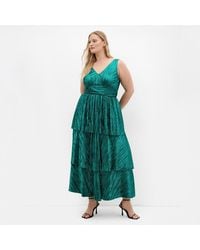 City Chic - Glamour Metallic Tier Dress - Lyst