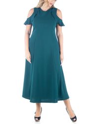 24seven Comfort Apparel - Plus Size Ruffle Cold Shoulder A Line Maxi Dress - Lyst