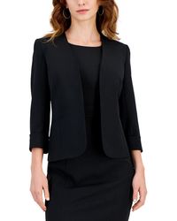 Kasper - Stretch Crepe Open-front Roll-sleeve Jacket - Lyst