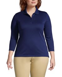 Lands' End - Plus Size Supima Cotton 3/4 Sleeve Polo Shirt - Lyst