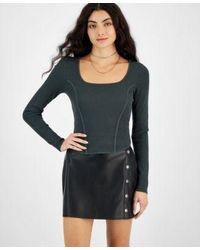 BarIII - Ribbed Sweater Faux Leather Skirt Created For Macys - Lyst