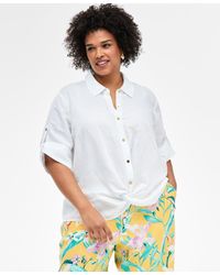 INC International Concepts - Plus Size Linen-blend Twist-hem Shirt - Lyst
