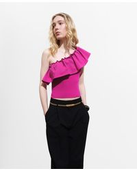 Mango - Combined Knit Fabric Asymmetric Top - Lyst