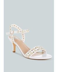 Rag & Co - Nidara Studded Real Leather Kitten Heel Sandals - Lyst