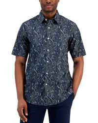 Club Room - Refined Paisley Print Woven Button-down Short-sleeve Shirt - Lyst