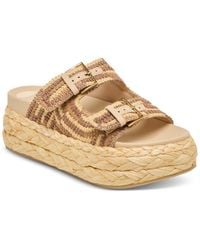 Dolce Vita - Falyn Platform Double Buckle Raffia Woven Footbed Sandals - Lyst
