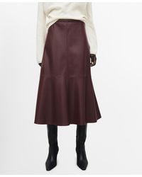 Mango - Leather-effect Midi Skirt - Lyst