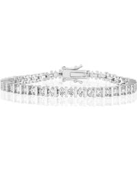 Simona - Radiant Alternating Round Cz And Polished Lined Bracelet - Lyst