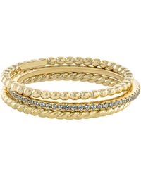Giani Bernini Cubic Zirconia And Twisted Band Beaded Stackable Ring Trios In Gold Over Sterling Silver - Metallic