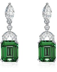 Genevive Jewelry - Sterling Silver White Gold Plated Cubic Zirconia Lantern Earrings - Lyst