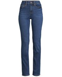 Lands' End - Petite Recover High Rise Straight Leg Blue Jeans - Lyst