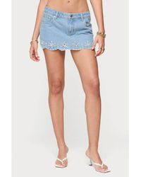 Edikted - Eyelet Scallop Denim Mini Skort - Lyst