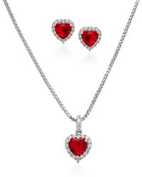 Macy's - Simulated Ruby Cubic Zirconia Heart Halo Pendant Necklace - Lyst