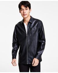 INC International Concepts - Matt Faux-leather Full-zip Shirt Jacket - Lyst