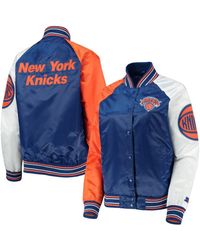 Starter Royal, Orange New York Knicks The Prospect Raglan Full-snap Jacket - Blue
