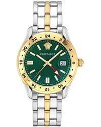 Versace - Swiss Greca Time Gmt Two-tone Stainless Steel Bracelet Watch 41mm - Lyst