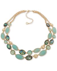 Anne Klein - Gold-tone Mixed Stone Layered Collar Necklace - Lyst