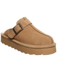 BEARPAW - Moxie Platform Suede Slip-on Clogs - Lyst