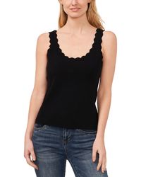 Cece - Solid Scalloped Neck Knit Sweater Tank Top - Lyst