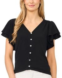 Cece - Flutter-sleeve V-neck Blouse - Lyst