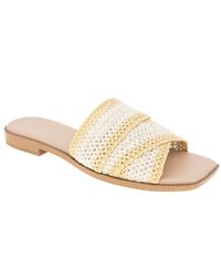 BCBGeneration - Lileen Slip-on Woven Raffia Flat Sandals - Lyst