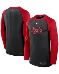 Nike - Black/red Cincinnati Reds Authentic Collection Game Time Raglan Performance Long Sleeve T-shirt - Lyst