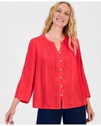 Style & Co. - Satin Pintuck Bell-sleeve Top - Lyst