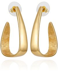 Tahari - Tone Long Open C Hoop Earrings - Lyst
