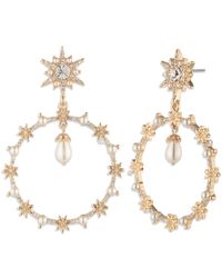 Marchesa - Glass Stone And Imitation Pearl Star Orbital Earrings - Lyst