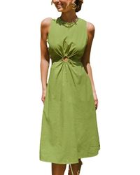CUPSHE - Retro Lime Green Linen Sleeveless Cutout Midi Beach Dress - Lyst