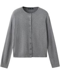 Mango - Knitted Button Crew-neck Cardigan - Lyst
