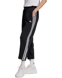 adidas - 3-stripes Open Hem Fleece joggers - Lyst