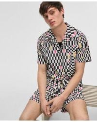 Mode Of One - Mixed Check Relaxed Fit Printed Button Down Camp Shirt Regular Fit Printed Swim Trunks Exclusively At Macys - Lyst