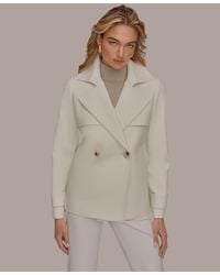 Donna Karan - Short Crepe Notch Collar Trench Coat - Lyst