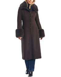 Vince Camuto - Single-breasted Faux-fur-trimmed Wool Blend Coat - Lyst