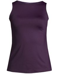 Lands' End - High Neck Upf 50 Sun Protection Modest Tankini Swimsuit Top - Lyst