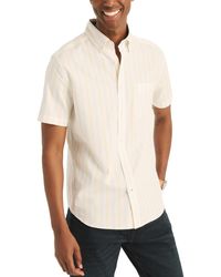 Nautica - Short Sleeve Button Front Striped Shirt - Lyst