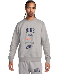 Nike - Club Fleece Long-sleeve Crew-neck Sweatshirt Polyester - Lyst