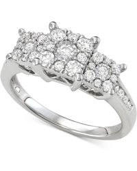 Macy's - Diamond Princess Triple Halo Engagement Ring (3/4 Ct. T.w. - Lyst
