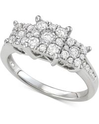 Macy's - Diamond Princess Triple Halo Engagement Ring (3/4 Ct. T.w. - Lyst