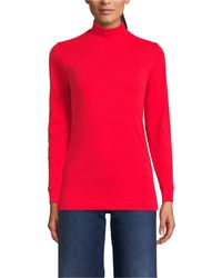 Lands' End - Relaxed Cotton Long Sleeve Mock Turtleneck - Lyst