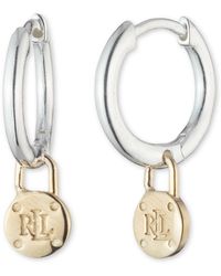 Ralph Lauren - Lauren Padlock Logo Dangle Hoop Earrings - Lyst