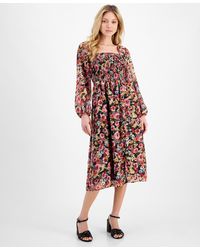 Lucy Paris - Floral-print Smocked Midi Dress - Lyst