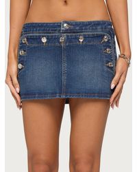 Edikted - Fridie Buttoned Denim Mini Skort - Lyst