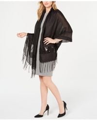 INC International Concepts Wrap Embroidered Sequins White Silver O//S Retail $38