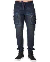Level 7 - Premium Knit Denim jogger Jeans Indigo Vintage-like Cargo Zipper Pockets - Lyst