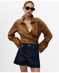 Mango - High-rise Denim Shorts - Lyst