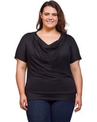 24seven Comfort Apparel - Plus Size Cowl Neck Short Sleeve Top - Lyst