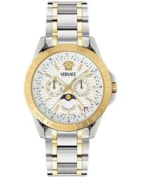 Versace - Swiss V-galaxy Moonphase Two-tone Stainless Steel Bracelet Watch 43mm - Lyst